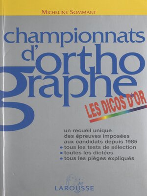 cover image of Championnats d'orthographe
